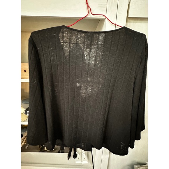 Black Cardigan Top Lightweight Button Down Cover Up Sheer Size L - Picture 8 of 9